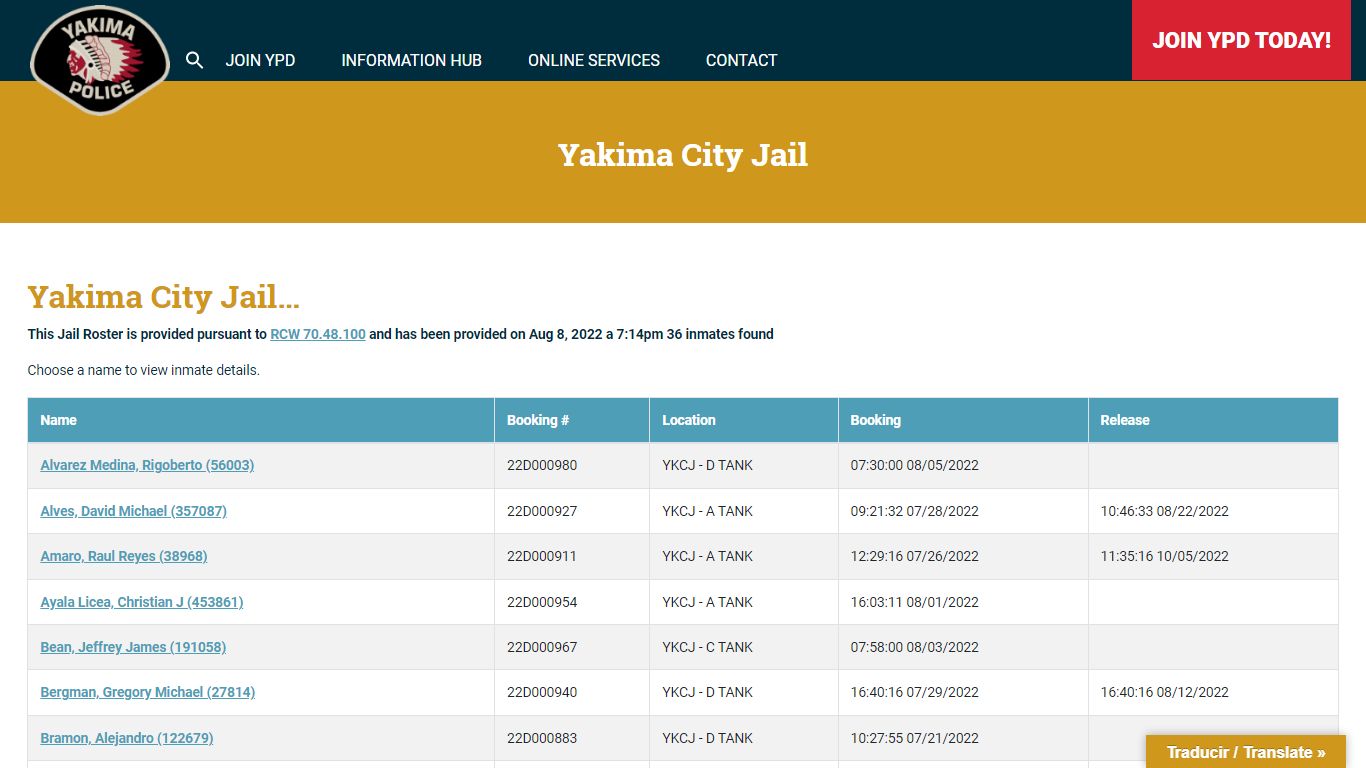 Yakima City Jail Roster - Yakima Police Department