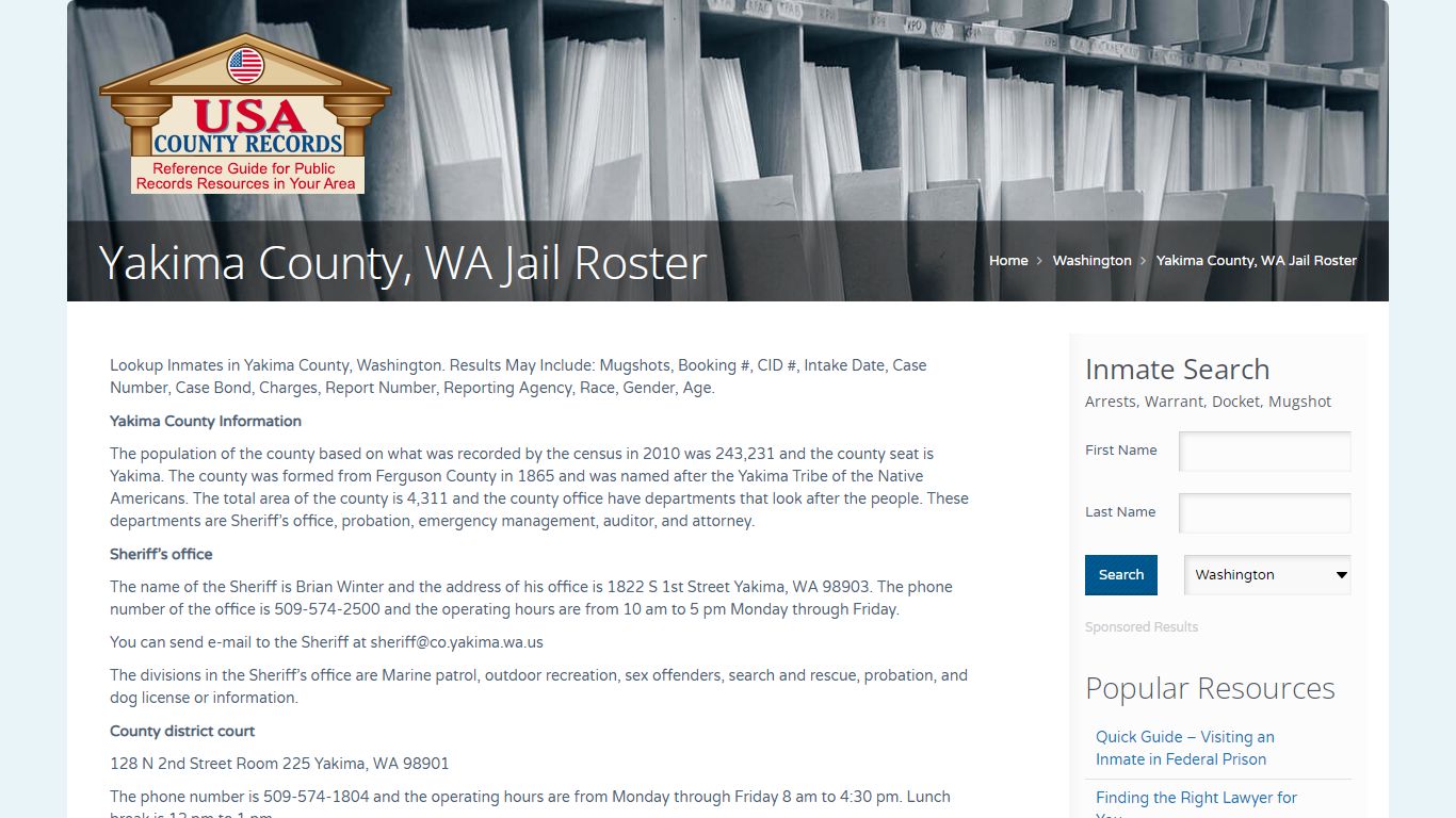 Yakima County, WA Jail Roster | Name Search